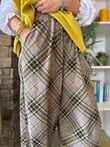 Arbi Needlecord Tartan Barrel Pant Mocha